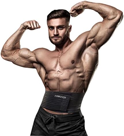 JIAMUSEN Waist Trainer & Trimmer Belt For Men & Women Support Belt with Double Banded Strong Compression Pull Straps Sports Waist Dehumidification and Breathable Pressure Belt(M)