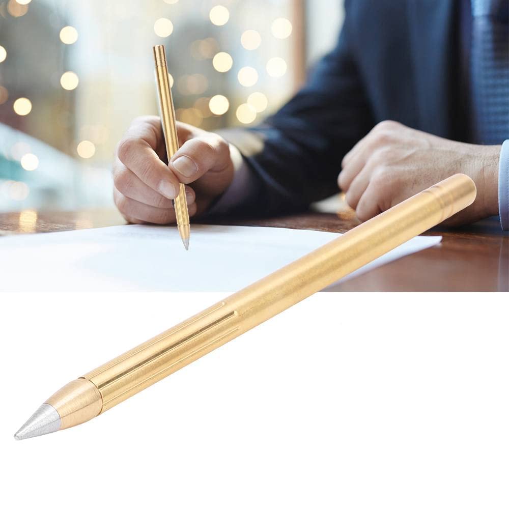 Garosa Brass Ballpoint Pen Solid Brass Pen Delicate Signature Pen Polished Brass Bolt-action Pen for Gift School Office Office Supplies Office Supplies