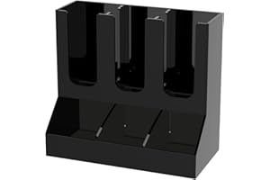 Richboom Cup and Lid Organizer, 6 Compartments with 2 Removable Dividers Coffee Station Countertop Cup Dispenser Condiment Organizer Accessories Caddy for Breakroom, Office, Home - Black