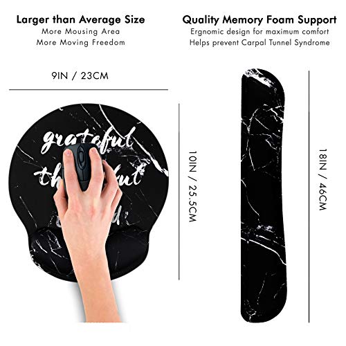 Grateful Thankful Blessed Ergonomic Design Mouse Pad with Wrist Rest Hand Support and Keyboard Support. Round Large Mousing Area. Mouse Pad and Keyboard Pad for Laptop, PC Computer & Mac.