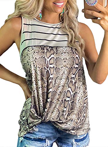 515DGH9guuL CORAFRITZ Camiseta sin mangas de piel de serpiente a rayas para mujer CORAFRITZ Camiseta sin mangas de piel de serpiente a rayas para mujer