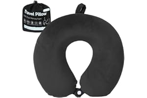 GLUCK PLANTS Travel Pillow,Neck Pillow for Traveling U Shaped Memory Foam Black Portable Headrest Sleep Airplane Travel Neck Pillow for Flight, Car & Home,Office