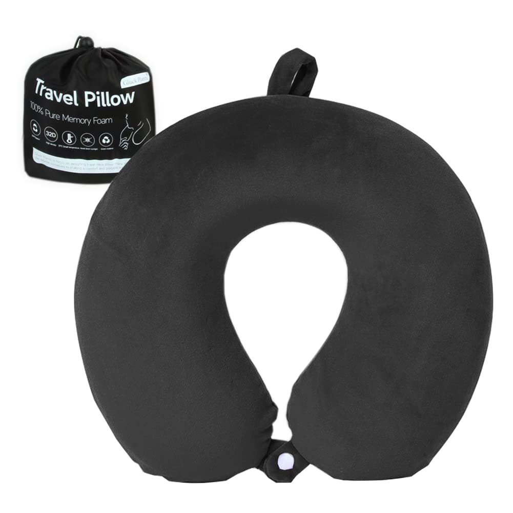 Photo 1 of Travel Pillow,Neck Pillow for Traveling U Shaped Memory Foam Black Portable Headrest Sleep Airplane Travel Neck Pillow for Flight, Car & Home,Office