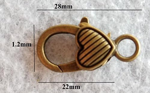 5 Large Lobster Clasps for Jewelry Making Bracelet Craft Clasp Necklace Heart Antique Bronze