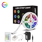 Strisce LED 5m Aogled,kit cambio colore LED RGB 5050 con telecomando a 24 pulsan