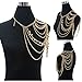 JoJo & Lin Gold Tone Harness Multilayer Body Chain with Beads Necklace Love Rocks Shoulder Drape