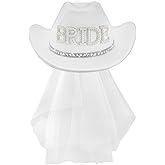 quescu Bridal Cowgirl Hat for Bachelorette Party,Rhinestone White Cowboy Hat for Women Bride To Be Gift,Halloween Costume