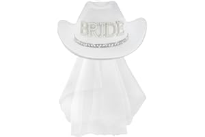 quescu Bridal Cowgirl Hat for Bachelorette Party,Rhinestone White Cowboy Hat for Women Bride To Be Gift,Halloween Costume