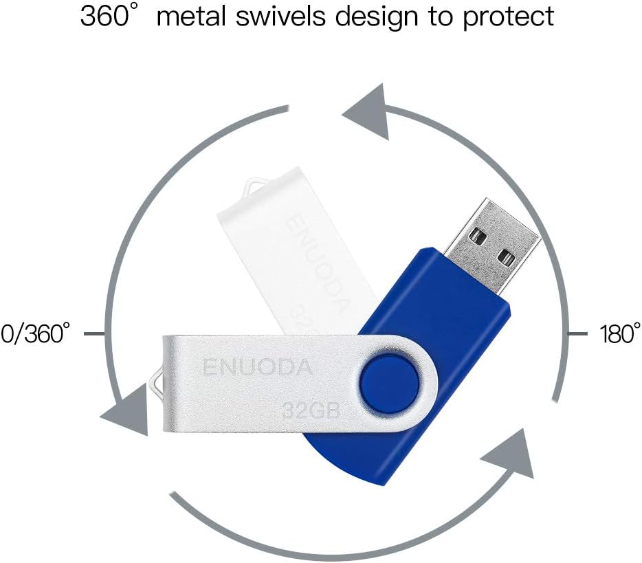 ENUODA 32GB USB Stick 10 Pack USB 2.0 Flash Drive Memory Stick Swivel Design Pen Drive Thumb Drive for Data Storage (10 Mixed Color) - Image 4