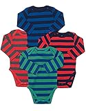 Leveret Long Sleeve 4-pack Striped Boys Bodysuit 100% Cotton (Size 0-24 Months) (3-6 Months, Multi)