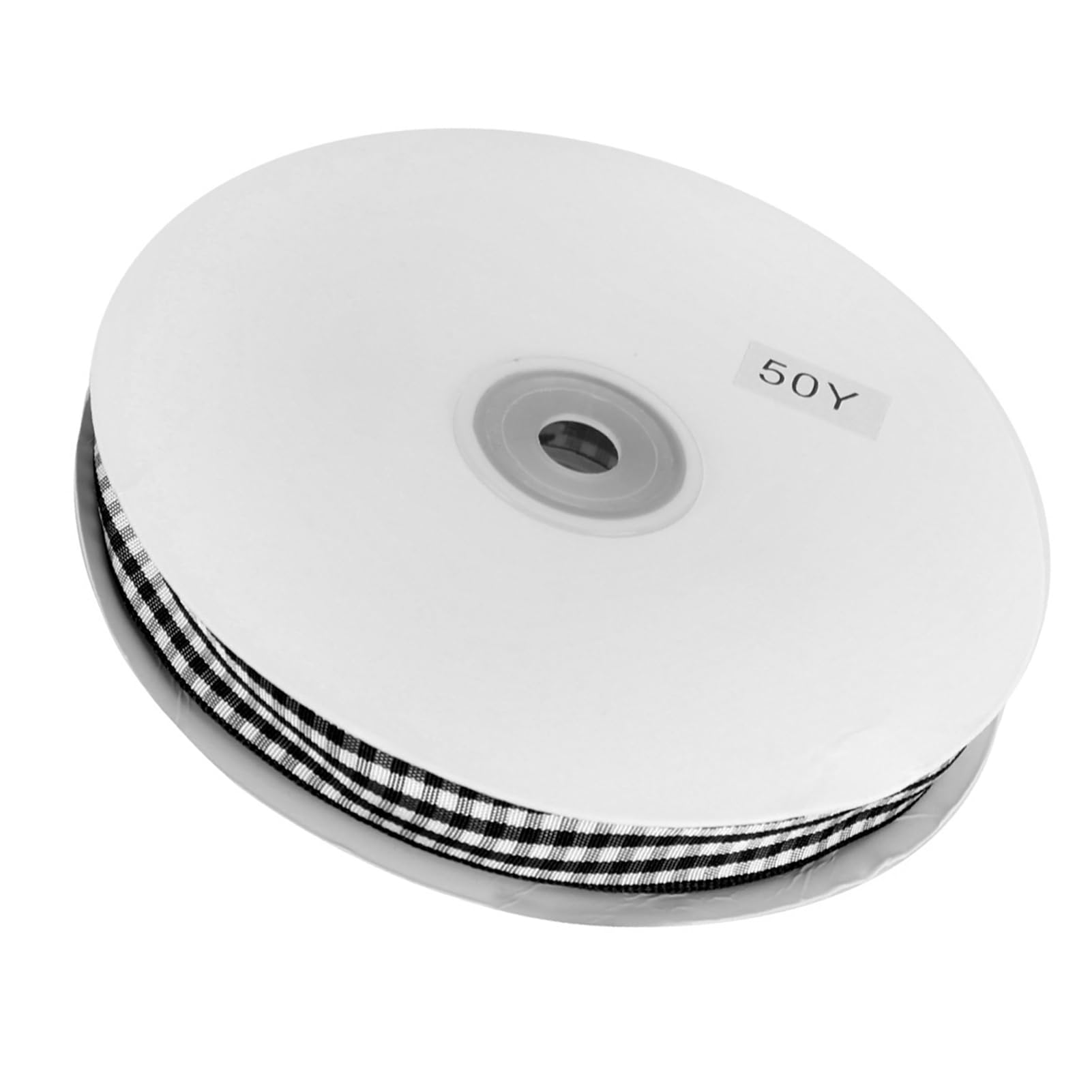 Checked Ribbon for Gift Wrapping, 50 Yards/Roll Making Bowknot Handicraft Plaid Craft Ribbon DIY Clothing Decoration Accessories for Crafting Cake Ribbon, Hair Bow Ribbon (Black White)