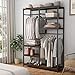 Tribesigns Free standing Closet Organizer, Double Hanging Rod Clothes Garment Racks with Storage Shelves, Heavy Duty Metal Closet Storage Clothing Shelving for Bedroom, Capacity 250 lbs,