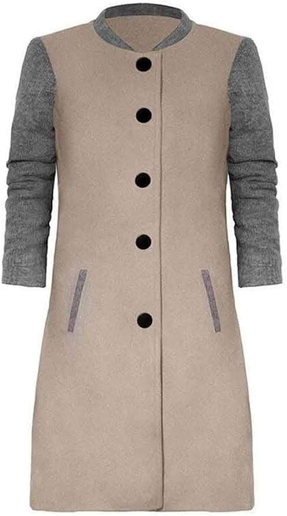 WUAI-Women Long Sleeve Open Front Cardigan Jackets Lightweight Color Block Button Blazer Suit Jackets Coats: Clothing