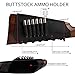 BRONZEDOG Leather Cartridge Buttstock Shotgun Shell Holder, Hunting Rifle Buttstock Ammo Holder Pouch Bag Shotgun Shell Pouch (Matte Black, 12 Ga Right Handed)