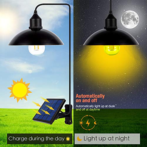 image for Ousam Led Garden Solar Light Chandelier Classical Bulb with Solar Pane