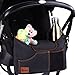 Best Universal Stroller Organizer Bag with Double Two Drink Cup Holders for Smart Moms - Baby Umbrella Stroller Storage Accessories for Shower Gifts Ideas - Bonus Shoulder Strap and Hook Stylish Black