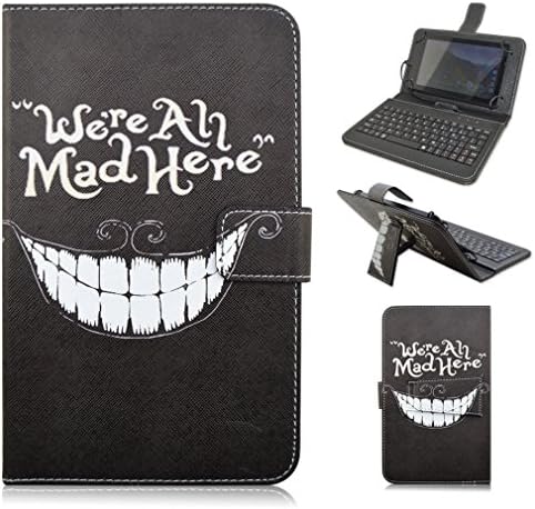 Kimiyoo Samsung Galaxy Tab A 8.0 Tablet Micro USB Keyboard Cover - Universal 8-inch Tablet Case with Micro USB Keyboard for Samsung Galaxy Tab A 8.0 SM-T350 T351 T355 Tablet,Mad Here
