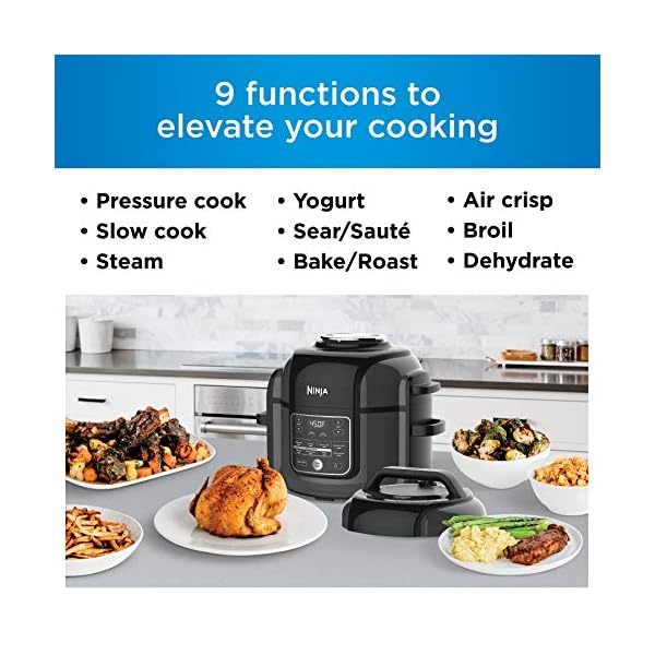 Ninja OP302 Foodi 9in1 Pressure, Broil, Dehydrate, Slow Cooker, Air Fryer, and More, with 6.5