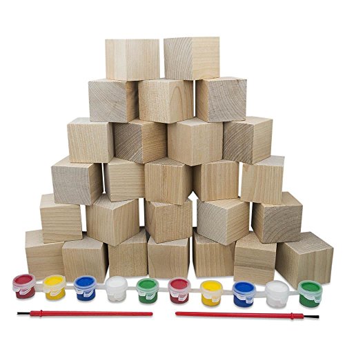 1.5" Set of 26 Unpainted Blank Wooden Blocks