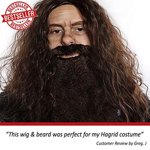 Wizard Brown Wig and Beard Costume Set Fake Beard Mustache Costumes Wigs Adult Men Kids Hair - //coolthings.us