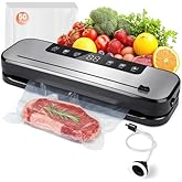 Maraiss Vacuum Sealer for Food, 75KPA Suction Food Saver with Dry/Moist Modes & Digital Timer, Food Saver Vacuum Sealers Machine with 50 bags, Ideal for Home Kitchen Use (50 Pcs)
