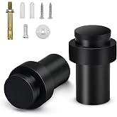 Door Stoppers, Floor Door Stop 2.5 Inch Cylindrical Black Door Stops Rubber Bumper Modern Commercial Decorative Door Stopper Wall Protector Floor Mounted Door Stops, 2 Pack