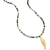 CUFELMU Boho Fish Necklace for Women - Blue Natural Stone Fish Pendant Necklace, Bohemian Beach Jewelry Colourful Jewelry for Summer Vacation