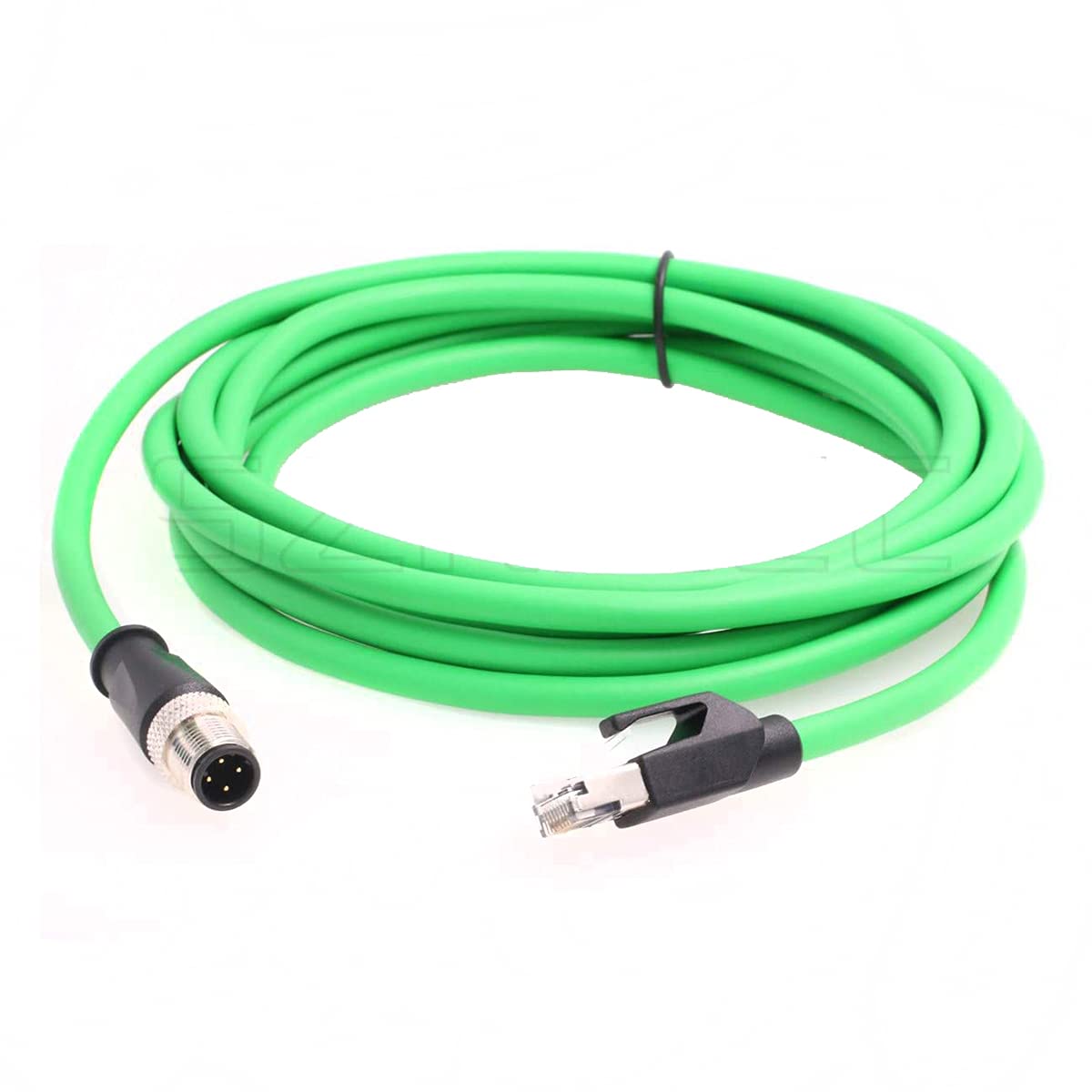 SZRMCC M12 Ethernet Cable D-Code 4 Pin Male to RJ45 Connector High Flex Cat5e Shielded Waterproof Network Cable for Industrial Camera Sensor (15m,Green)