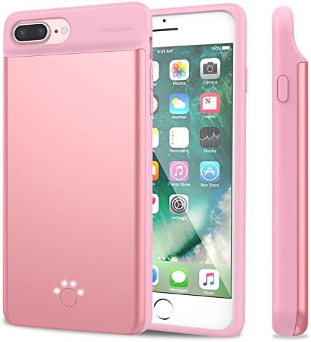 [8000mAh] iPhone 7 Plus Battery Case,Smaiphone 8000mAh Portable Charging Case for iPhone 7 Plus(5.5 inch) External Battery Rechargeable Backup Case / Extra 200% Battery (5.5"-8000mAh-Pink)