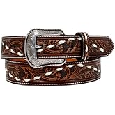 3D Men's Hand Tooled Buck Lace Belt, Size 40, Brown