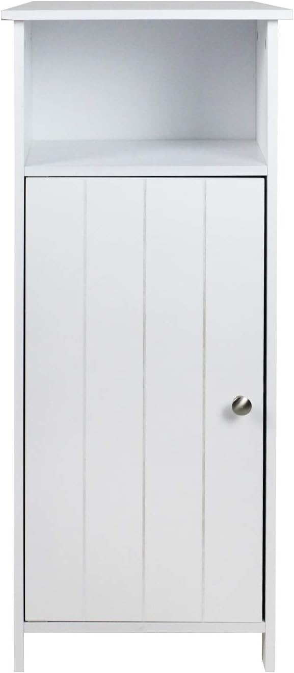 DlandHome Bathroom Floor Standing Narrow Cabinet Unit with Single Door Multifunctional Bathroom Storage Organizer Toiletries White