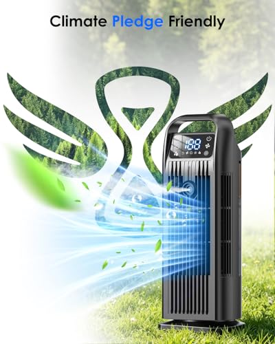 6 in 1 Portable Air Conditioner, Silent Air Conditioning with Air Cooler, 1200 ml, Oscillation 120°, Timer 1-12H, 4 Speeds, Touch Controls and Remote Control (Night Black)