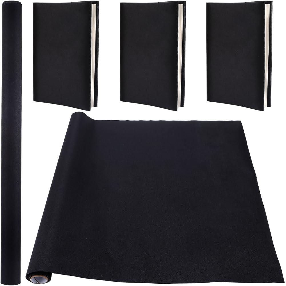 CRASPIRE 110 x 42cm Silk Cloth Book Cloth for Book Binding Black Fabric Surface Paper Backed Bookcover Bookbinding Supplies Book Covering Protector for Books Album DIY Scrapbooking Archival Supplies