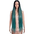 Style Icon 38" Super Long Straight Wigs 6" Deeper Middle Part Lace Lace Front Wigs Multiple Color Long Straight Wig (38", DFTT-DGREEN1)