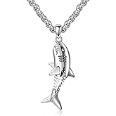 Lattd Shark Fish Necklace 925 Sterling Silver Ocean Animal Shark Fish Pendant Gothic Punk Jewelry for Men Women