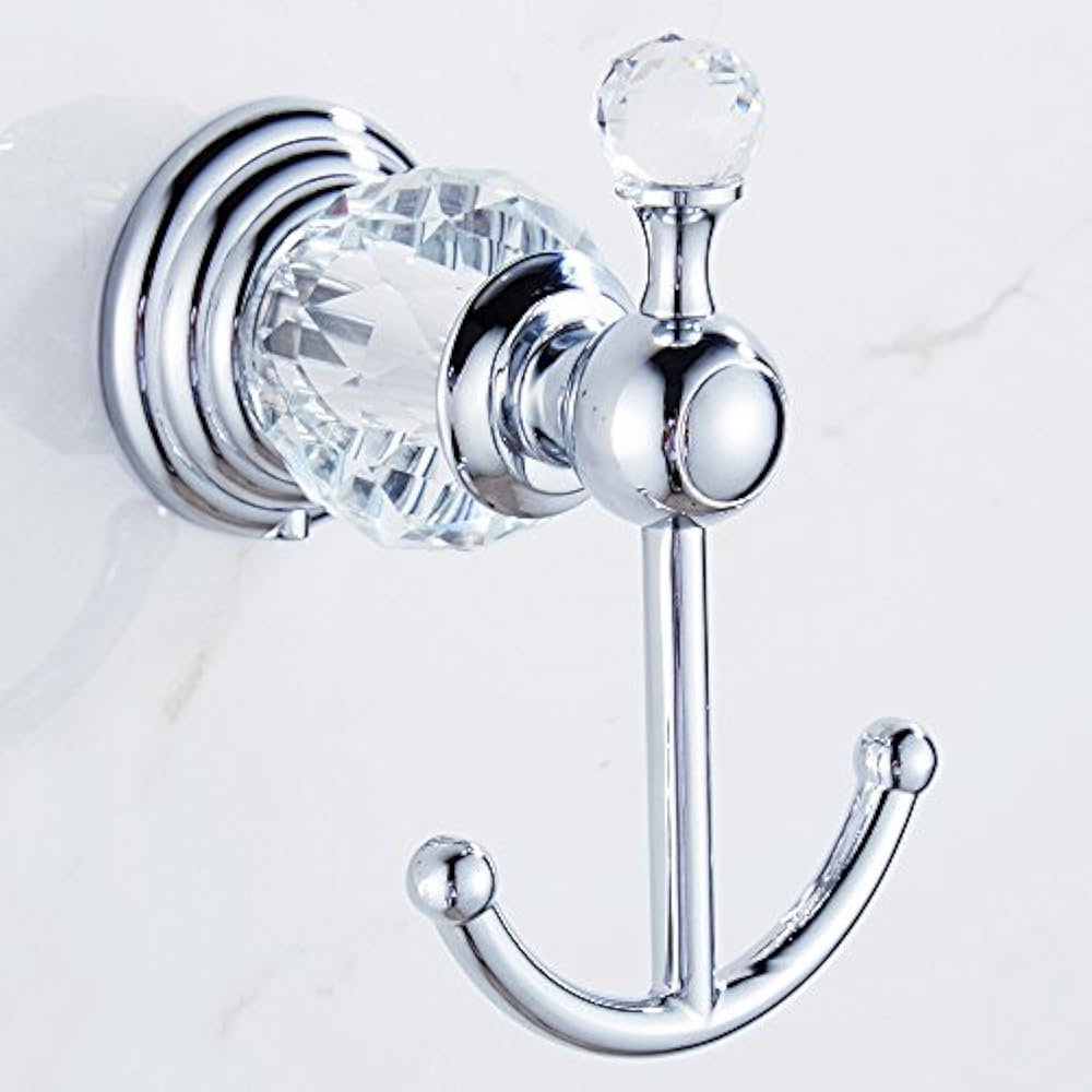 AUSWIND Antique Silver Coat Hook Clear Crystal White Towel Hooks 2