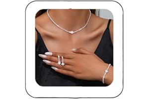 Unicra Silver Bridal Wedding Jewelry Set Sparkly Rhinestone Necklace Earrings Bracelet Sets Formal Costume Jewelry for Women and Brides