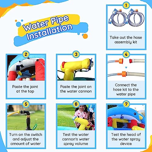 Causeair Inflatable Water Slide with Bounce House,Dolphin Styling,Splashing Pool,Double Water Cannon,Climbing Wall,Heavy Duty GFCI Blower,Inflatable Water Park Slide for Kids Backyard Summer
