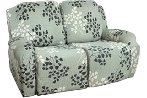 FIGOOO Recliner Sofa Slipcover 2 Seats Stretch Recliner Chair Covers Non Slip Spandex Pattern Recliner Cover with Pockets Reclining Couch Covers Furniture Protector for Dogs Cats,Leaves