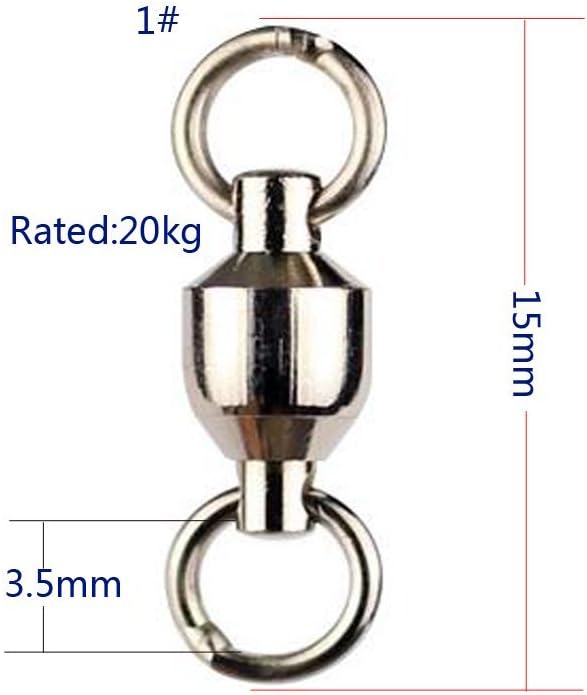 DOREKIN 20pcs Heavy Duty Ball Bearing 1# Swivel split Rings for Sea Fishing