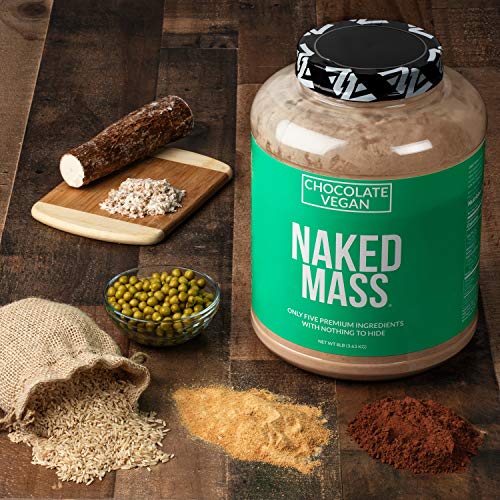Naked Mass Chocolate Vegan Weight Gainer 8lb Bulk, GMO Free, Gluten