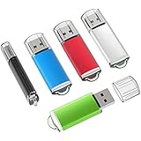 TOPESEL 5 Pack 16GB USB 2.0 Flash Drive Memory Stick Thumb Drives (5 Mixed Colors: Black Blue Green Red Silver)