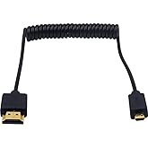 Duttek 4K Micro HDMI to HDMI Coiled Cable 1FT-4FT/1.2M, Extreme Slim/Thin, Male to Male Cable for 1080P, 4K, 3D, and Audio Re