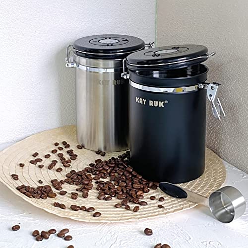 KAY RUK Coffee Canister for Coffee Bean and Ground Coffee,22OZ Airtight
