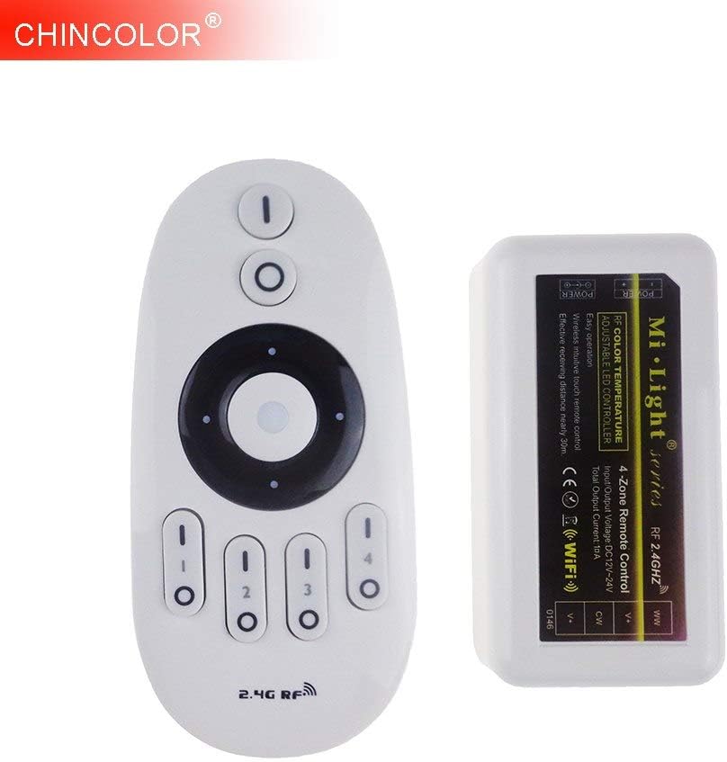 Buyme Led Controller Dimmer 2.4G Mi.Light Series with Rf Remote 4 Zone Remote Temperature Adjust for Led Bulb Lamp Dc12-24V Vr A