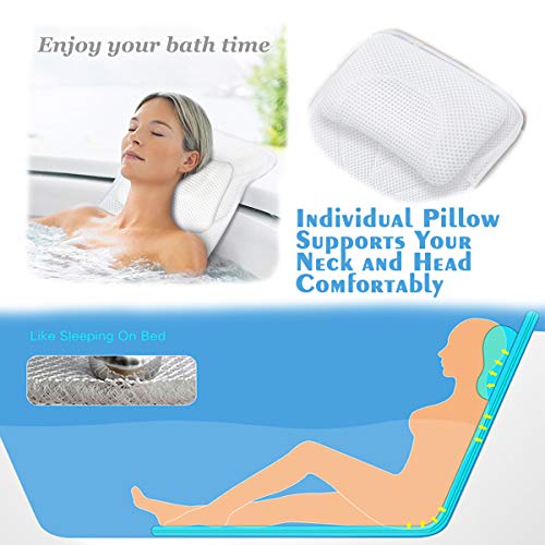 Full Body Spa Bath Pillow Mat, Luxury Soft Quilted Bathtub Cushion Mattress with Large Non Slip Suction Cups, Comfort Head Rest and Back Tailbone Support, Quick Drying and Anti Bacteria - Thumbnail 4
