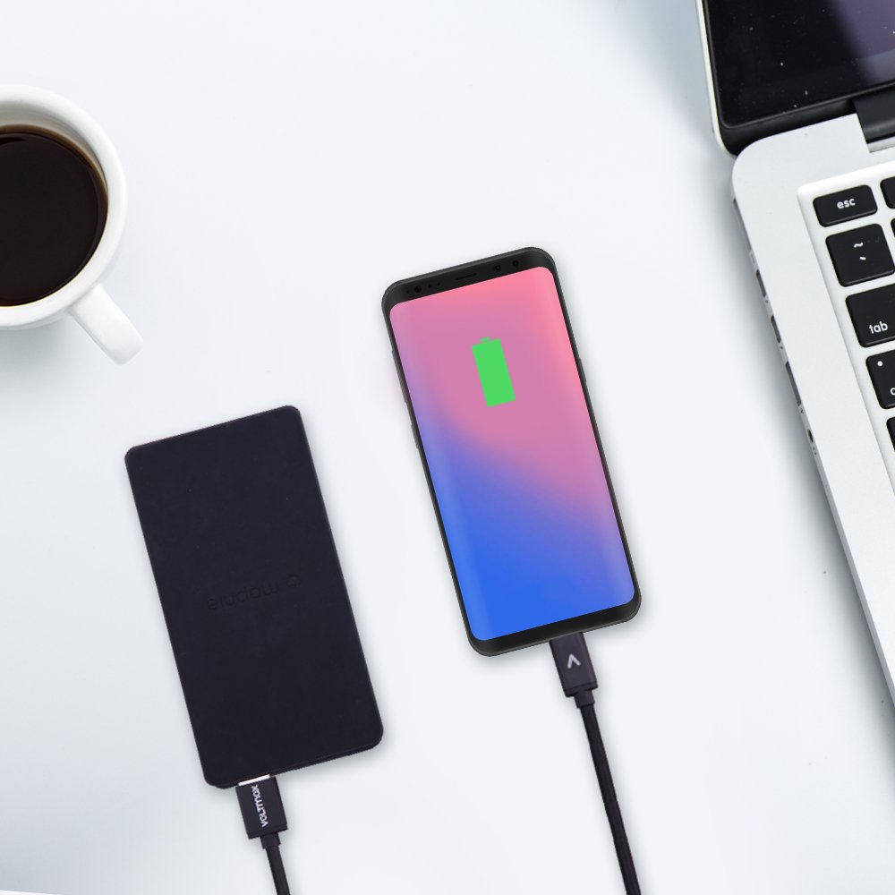 USB-C to USB 3.0 Type-C Cable (6ft) Voltmax high speed charging&syncing Nylon-Braided for Samsung Galaxy S8, Google Pixel, Nexus 6P 5X, LG G5 V20, HTC 10, Nokia N1 &more(Black)