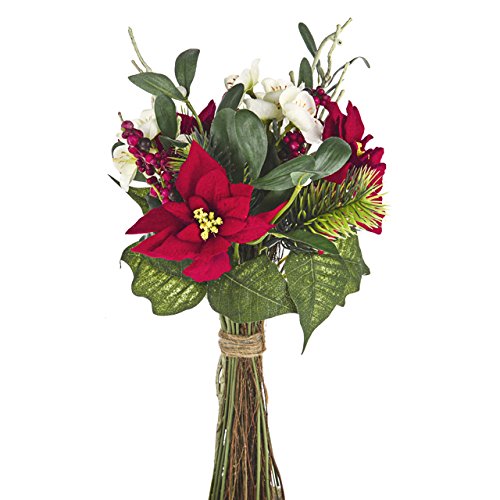 FloristryWarehouse Artificial Silk Christmas Flower and Berry Mixed Bouquet With Twigs 38cm
