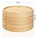 Flexzion Bamboo Steamer Basket Set (8 Inch) with 50x Steamer Liners and 2 Pairs of Chopsticks, Chinese Steamer for Cooking Food