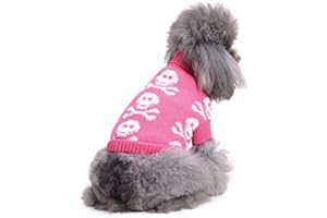 S-Lifeeling Skull Dog Sweater Holiday Halloween Christmas Pet Clothes Soft Comfortable Dog Clothes - Pink,M